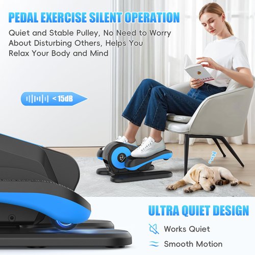 ANCHEER Under Desk Elliptical, Electric Leg Exerciser While Sitting for Seniors, Fully Assembled Motorized Ellipse Leg Exerciser Seated Elliptical Machine with 12 Adjustable Speeds (Teal)