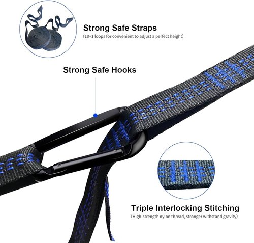 Beastron Portable Double Camping Hammock Parachute Nylon Two Person Bed with Tree Straps for Camping, Backyard,Hiking, Travel, Beach.