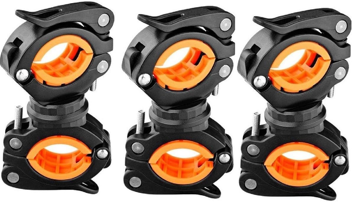 [3 Pack Bike Flashlight Holder, Mount Bicycle Bracket Flashlight Holder Mounting Torch Clip 360 Degree Rotation