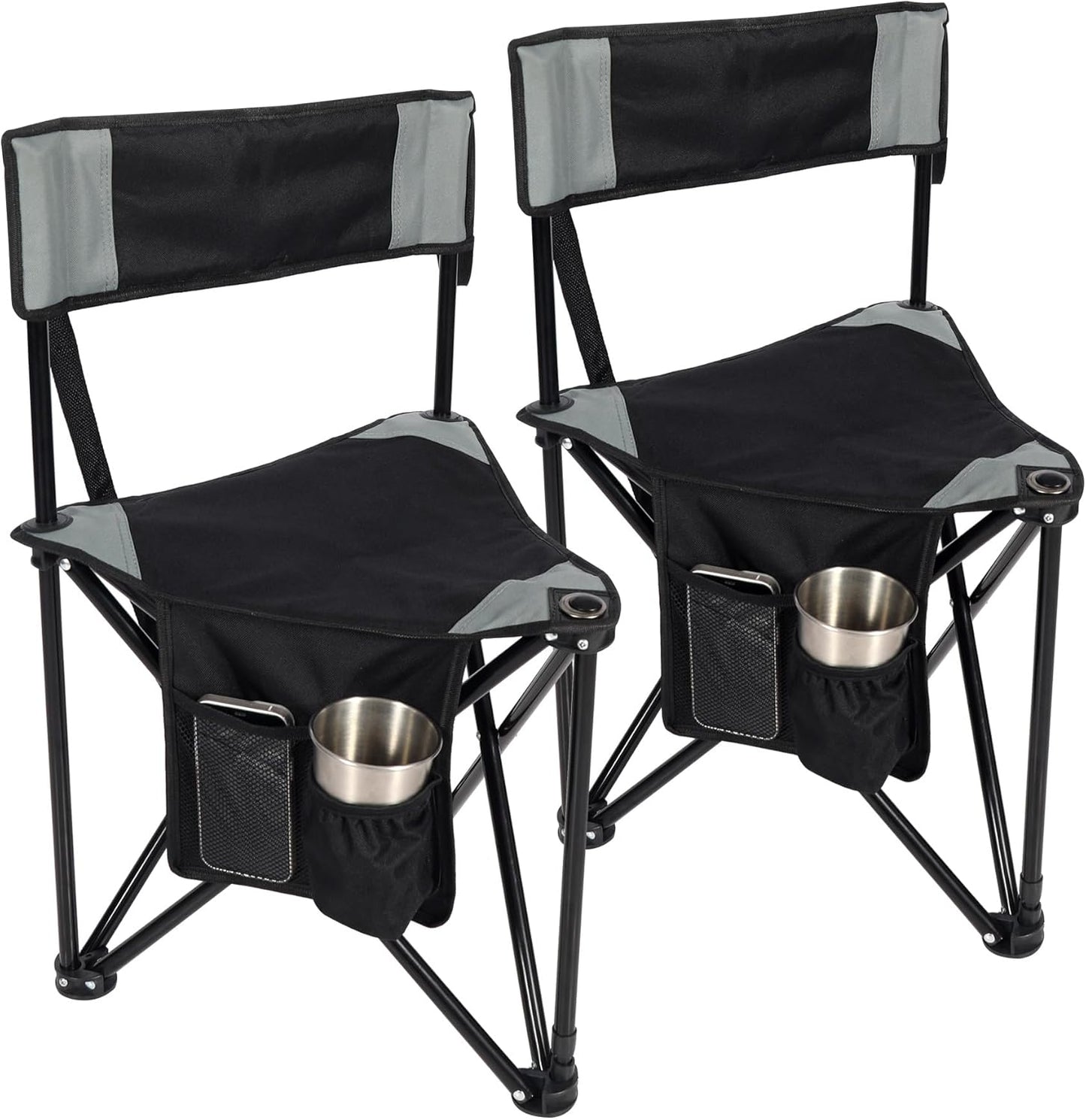 REDCAMP 2 Pack Tripod Hunting Chairs for Blinds, Folding Lightweight Portable Fishing Chair for Adults Hunting Stools with Backrest, Golf Chairs for Spectators, Camo