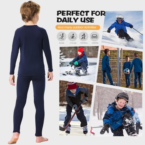 MEETYOO Thermal Underwear for Kids, Boys Thermal Underwear Set Long Underwear Long Johns for Kids, Base Layer for Winter