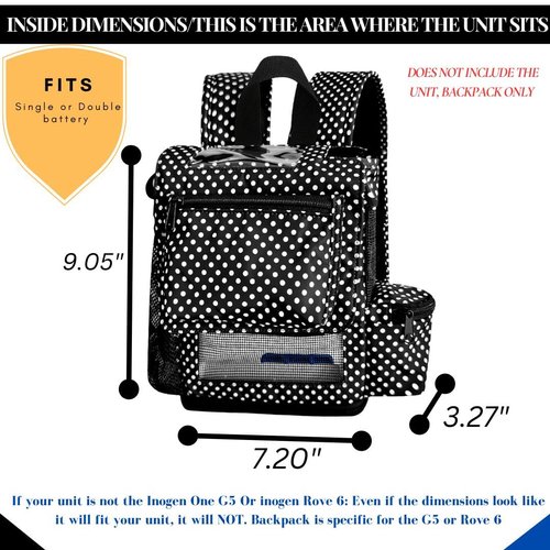 O2TOTES USA Premium Lightweight Carrier for Inogen One G5 Oxygen Unit, Portable Oxygen Backpack (polka dot)