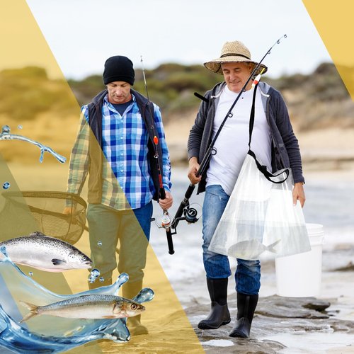WinnerWhy 2 Pcs Fishing Tournament Weigh in Fish Bag for Bass Fishing Fish Bag for Caught Fish Airtight Waterproof Fish Bags for Transport Fish Safely Bass Walleye Sack, 24 x 24 Inches