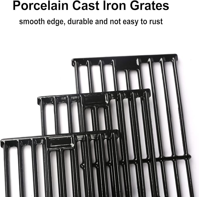 Hisencn Porcelain Cast Iron Cooking Grates for Char-Griller Duo 5050, 3001, 5650, 3008, 3030, 3725, 4000, 2121, King Griller 3008 5252, 19.75'' Grill Grates for Char Griller 5050 Replacement Parts