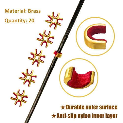Luoyer Archery Bow String Nocking Points Set – 20 Pcs Brass Nocking Points and Pliers for Compound Recurve Bow for Installing Nock Buckles Archery Accessories Tool Kit
