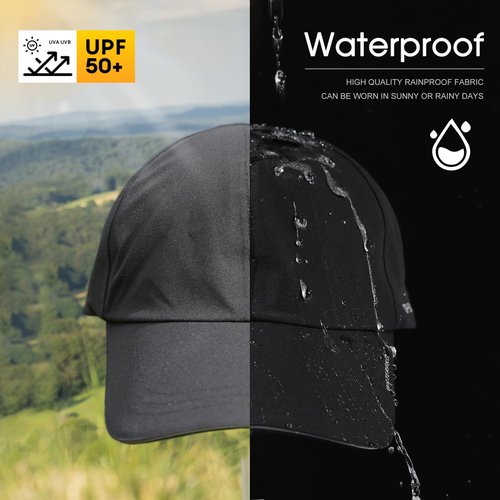 TOP-EX Large Waterproof Men Women Black Running Hydro Cooling Hat Baseball Cap for Big Heads