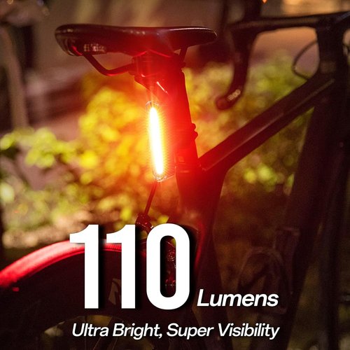Bike Tail Light Powerful 110 Lumens - Bike Lights 5 Modes Red/Blue, Waterproof IP64, Rechargeable USB-C, Quick Release Brackets for Saddle & Seatpost, DON PEREGRINO B2 Bicycle Lights