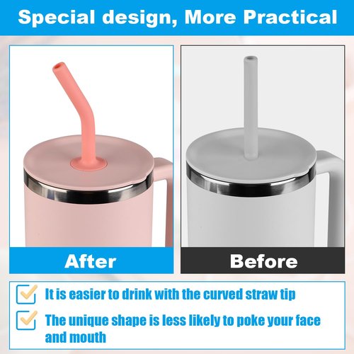 5pcs Press-in Straw Replacement for Hydroflask All Around Travel Tumbler, Silicone Reusable Straw with Washers for Hydroflask Accessories for Hydroflask Travel Tumbler 32oz 40oz