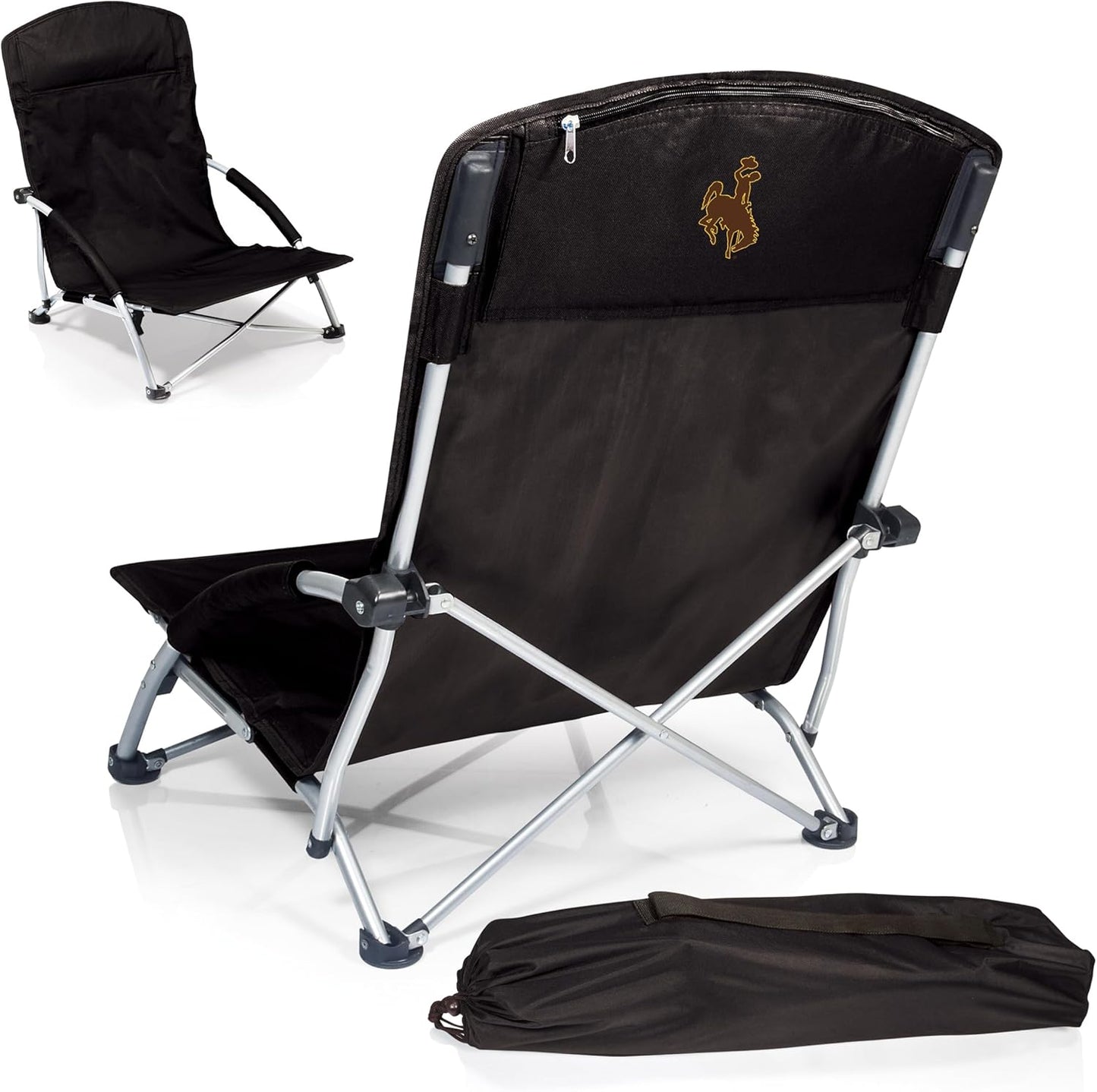 PICNIC TIME NCAA Tranquility Beach Chair with Carry Bag - Low Beach Chair for Adults - Low Lawn Chair