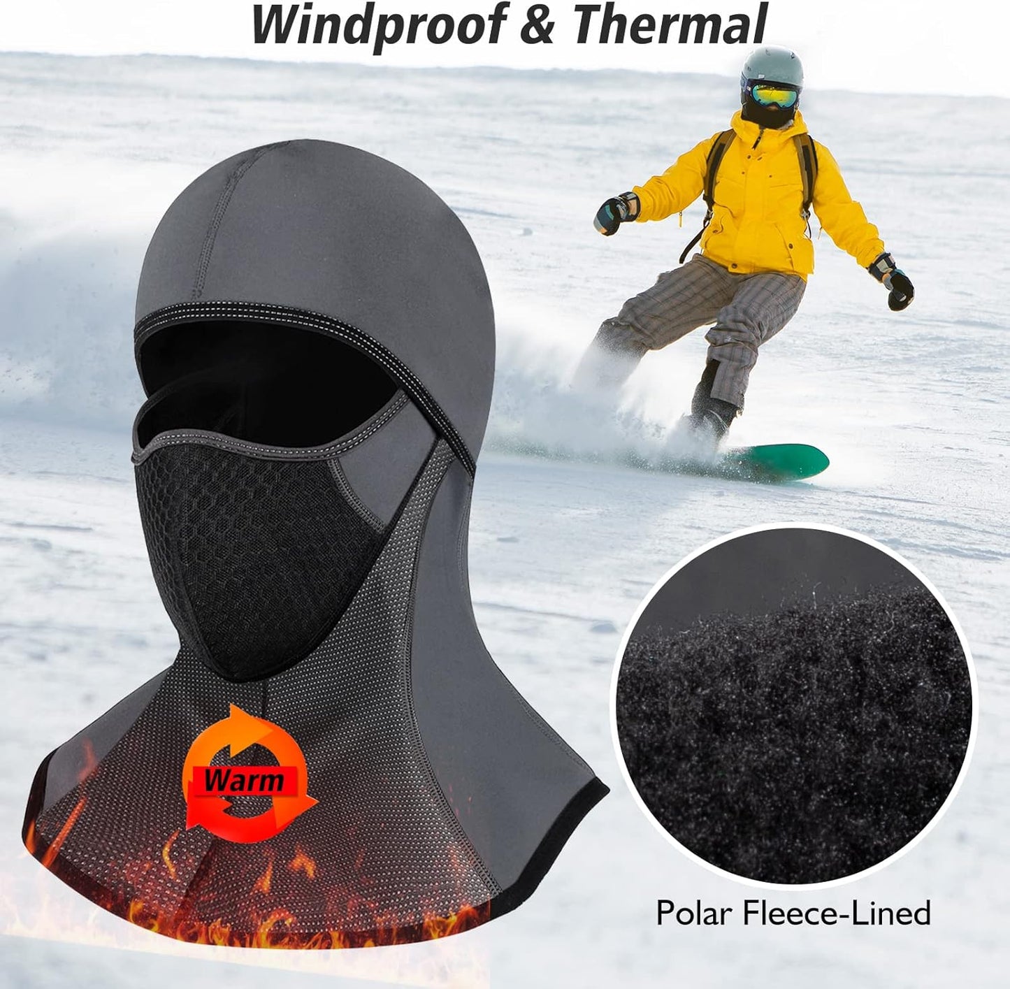 ROTTO Balaclava Face Mask for Motorcycle Motorbike Cycling Winter Full Face Masks Thermal Polar Fleece for Men Women