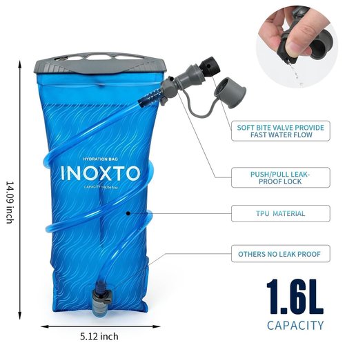 INOXTO Running Hydration Vest Backpack,Lightweight Pack with 1.5L Water Bladder and 250ml Soft Flask Daypack for Hiking Trail Running Cycling Race Marathon for Women Men (Black, Standaed)