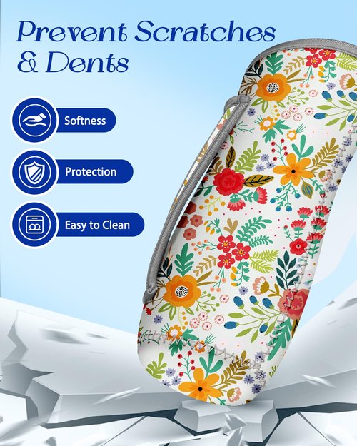 Toykee Water Bottle Sleeve for Cirkul 22 oz - 2 Pack Bottles Cover Holder Carrier Bag with Side Handle Flower Floral Print