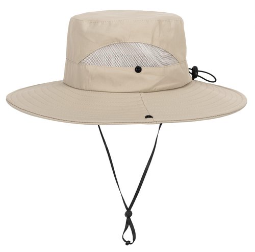 Kids Sun Hat with UV Protection Beach Bucket for Boys & Girls Wide Brim Safari Boonie Cap for Summer Outdoor Dark Beige