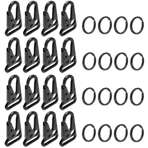 LUYADIN 16 Sets Metal Tactical Snap Hook Heavy Duty 1" Keychain Clip with Key Rings Car Keys Chain Clip for Paracord Bracelets Lanyard Necklaces Outdoors Bag Backpack Molle Bags Accessories