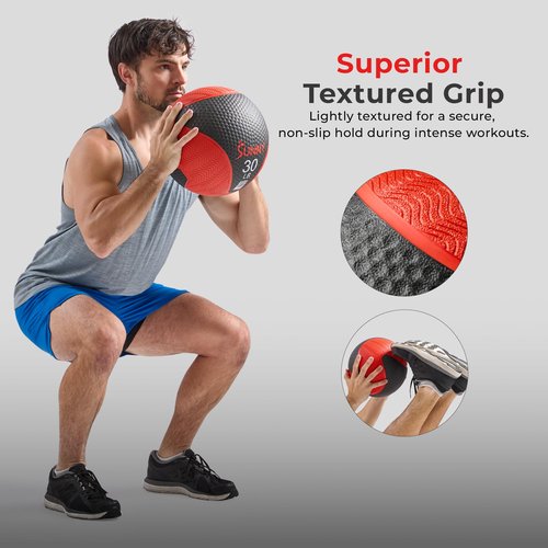 Sunny Health & Fitness 6LB Medicine Ball, Textured Rubber, Core Strength & Balance Training, Bouncing, Weight for Home Workouts SF-EB03-6
