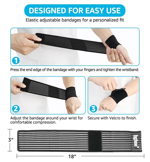 HGBOO Compression Wrist Bands (2 PCS), High-Elastic Straps Wrist Wraps Wrist Brace for Sports Weightlifting Tennis Basketball Tendonitis Carpal Tunnel Arthritis - Breathable Fabric (Black)