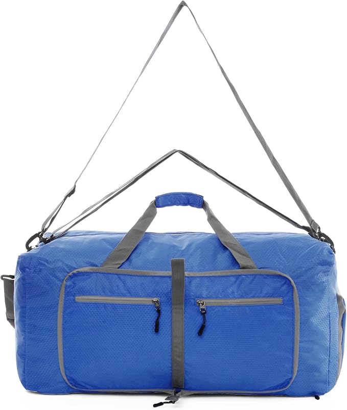 Dimayar Travel Duffle Bag for Men Women - Foldable Duffel Bag with Shoes Compartment - Overnight Bags Waterproof & Tear Resistant(40L,Navy Blue)