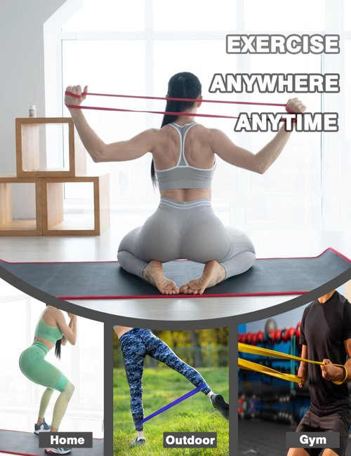 INPAKO Resistance Bands, Pull Up 5 Resistance Levels Exercise Bands Set for Men Women, Assistance Workout Stretch Bands for Working Out, Body Stretching, Physical Therapy, Muscle Training