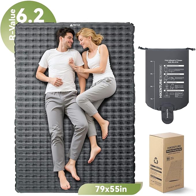 Hikenture Camping Sleeping Pad with 6.2 R-Value, Ultralight Camping Mattress for All Season, Compact & Insulated Sleeping Mat for Backpacking,Hiking,Outdoor