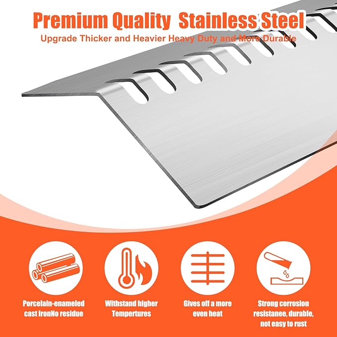 Stainless Steel 5pcs 16631 Flame Tamer Flavor bar and 4pcs 16520 Heat Plate Shield with 5 pcs 16516 Burners for Bull Grill Replacement Parts,for Blaze Lion Cal Flame G Series 5 Burner Grill