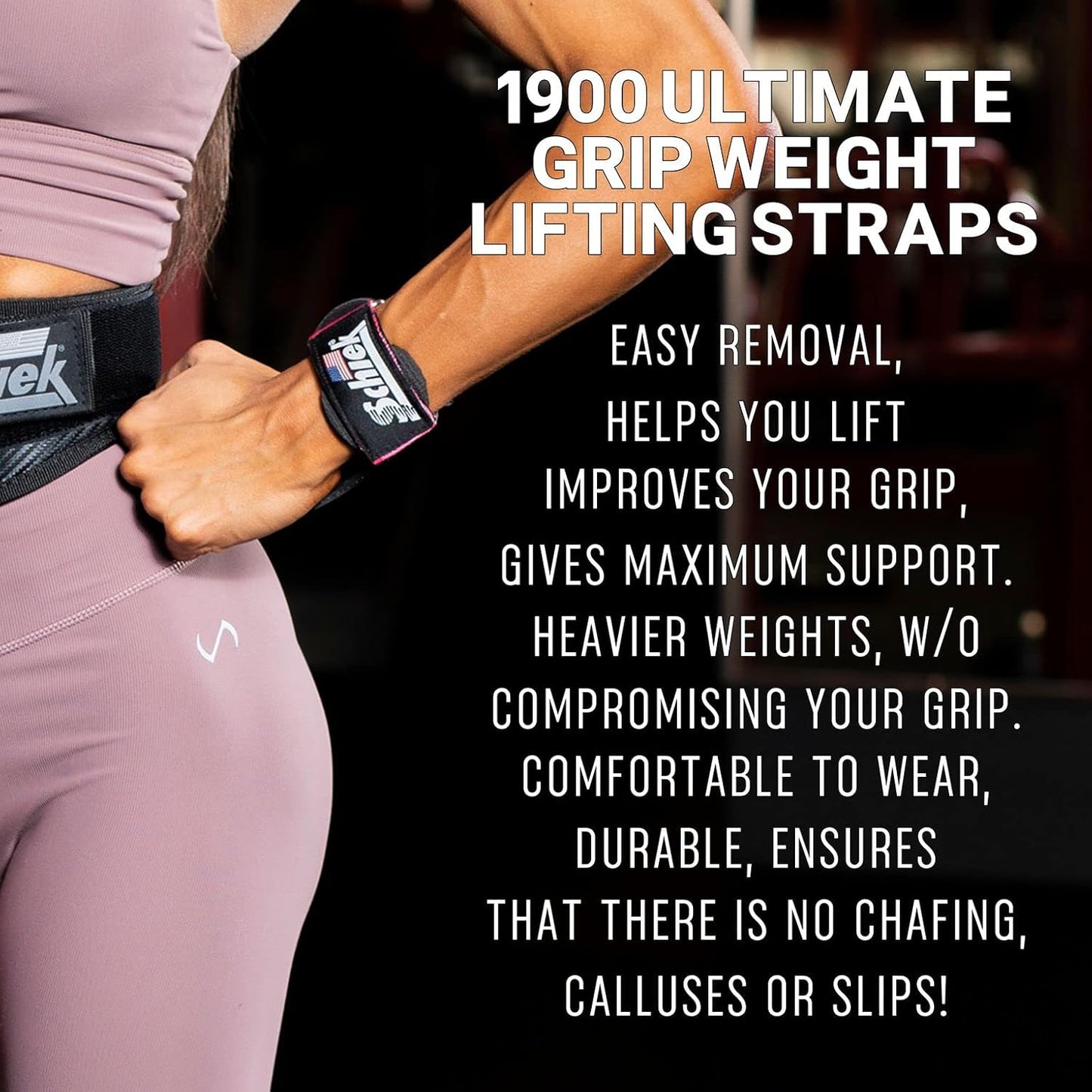 Schiek Sports 1900 Ultimate Hand Grip - 9 mm Thick Neoprene Grips for Weight Lifting - Ultra Durable Non Slip Secure Grip