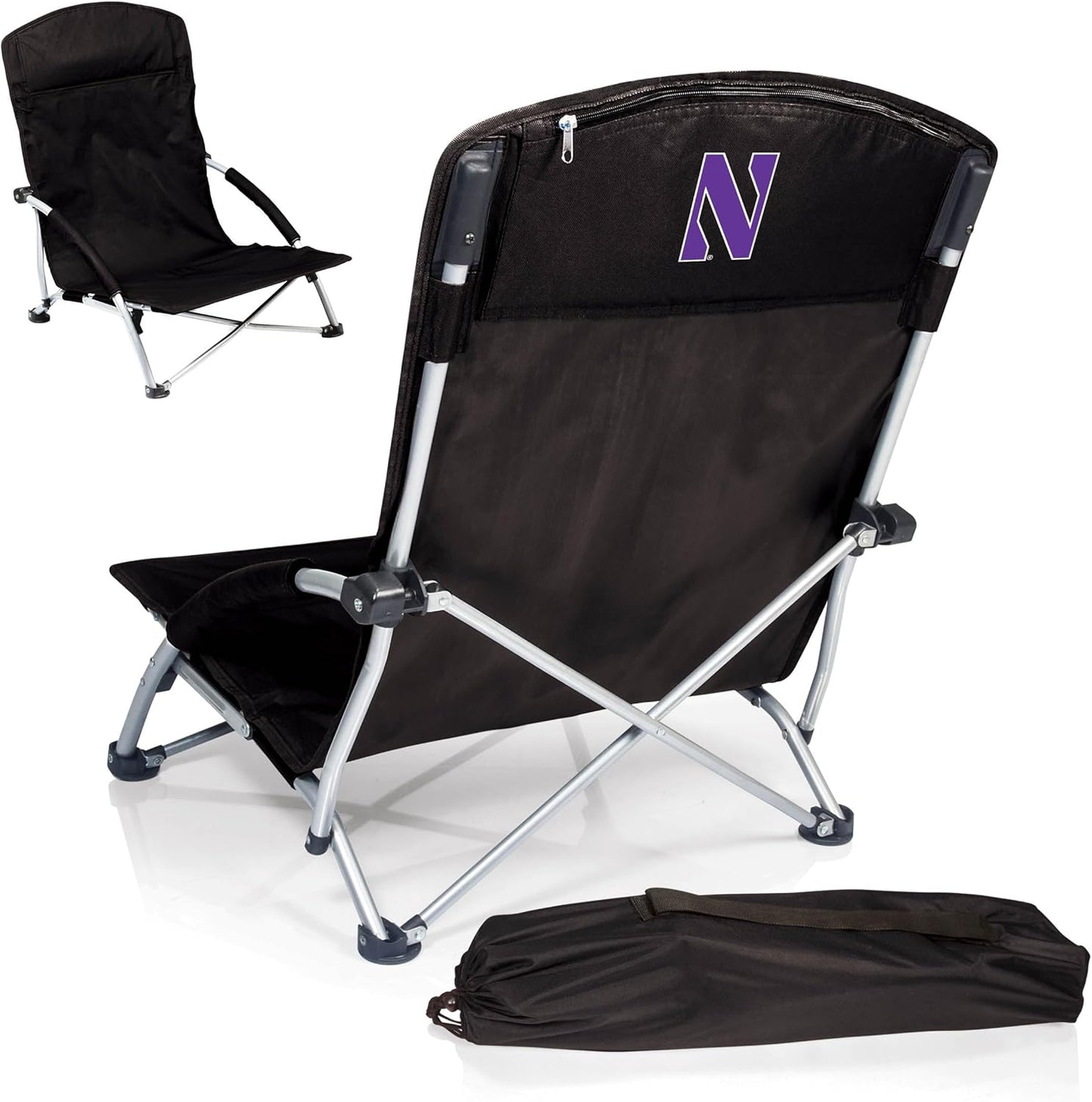 PICNIC TIME NCAA Tranquility Beach Chair with Carry Bag - Low Beach Chair for Adults - Low Lawn Chair