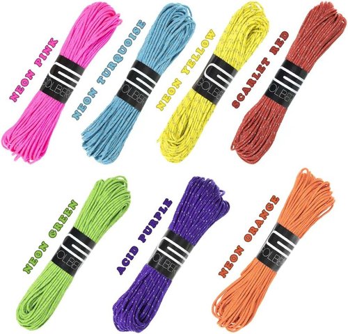 GOLBERG G 1.8mm Fluorescent Reflective 95lb Paracord – 20 Meters – Perfect for Guyline, Tent Rope, Camping, Hiking – (Reflective Neon Turquoise/Scarlet Red)
