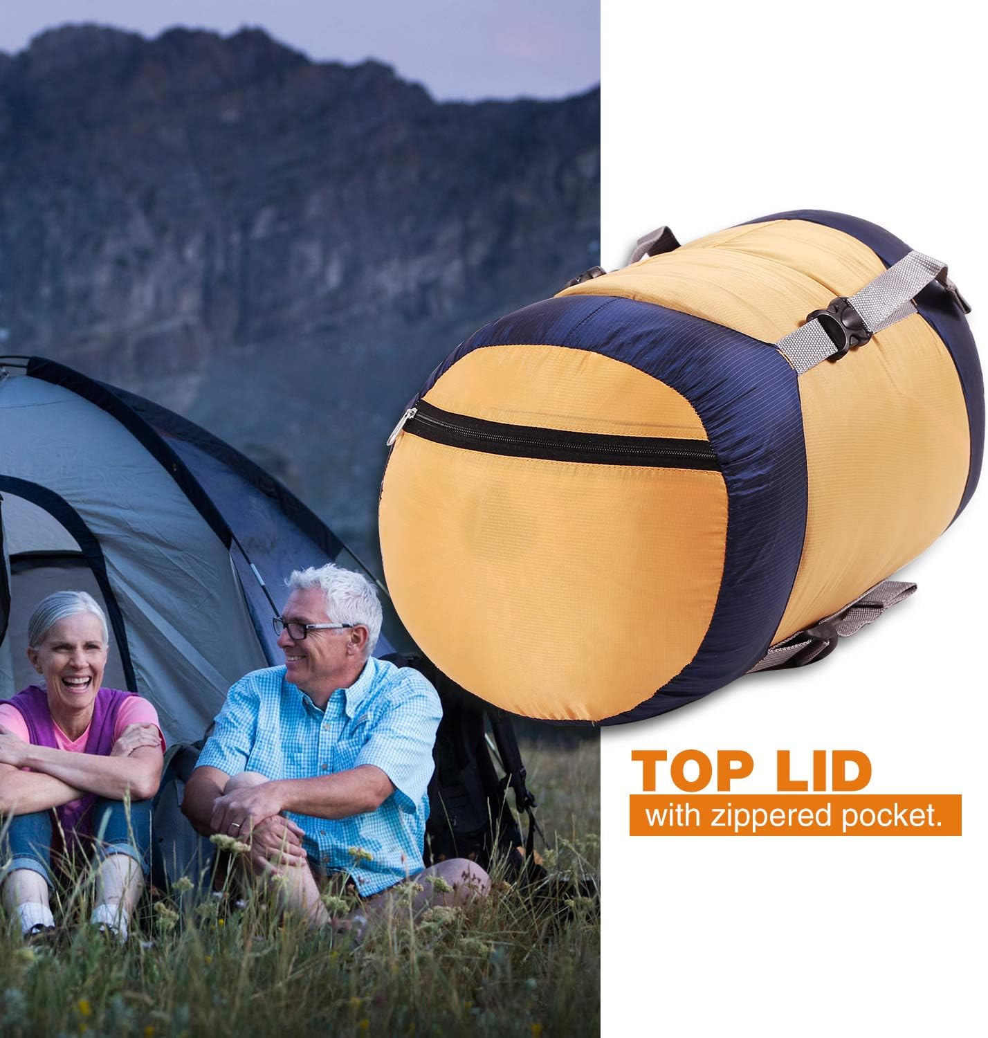REDCAMP Nylon Compression Stuff Sack, 10L/17L/27L/40L Lightweight Sleeping Bag Compression Sack Great for Backpacking, Hiking and Camping,Blue/Yellow/Army Green/Black
