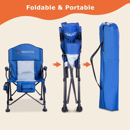 Venustas Heated Camping Chair with 7.4V Battery Pack UP to 10H Heating Portable Heated Folding Chair with Removable Cushion for Outdoor Sports Hunting, Beach, Picnics, 5000mAh Battery Included