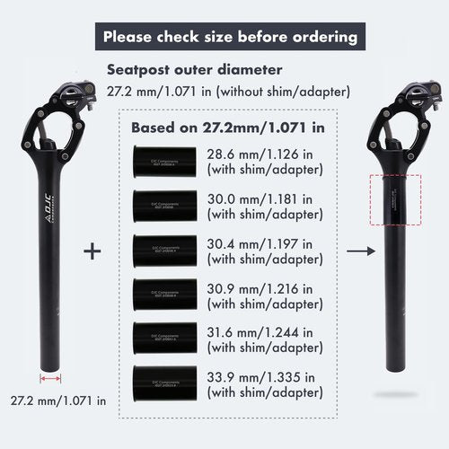 DJC Bike Suspension Seatpost Shock Absorber Seat Post Paralelogramo for MTB Mountain Road Bike Gravel 27.2mm 28.6mm 30mm 30.4mm 30.9mm 31.6mm 33.9mm X 350mm (27.2mm)