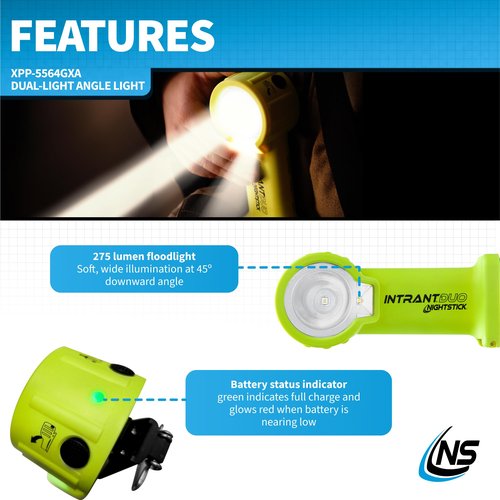 Nightstick XPP-5564GXA Intrant Duo Intrinsically Safe High Lumen Dual-Light Angle Light - 4 AA - Green