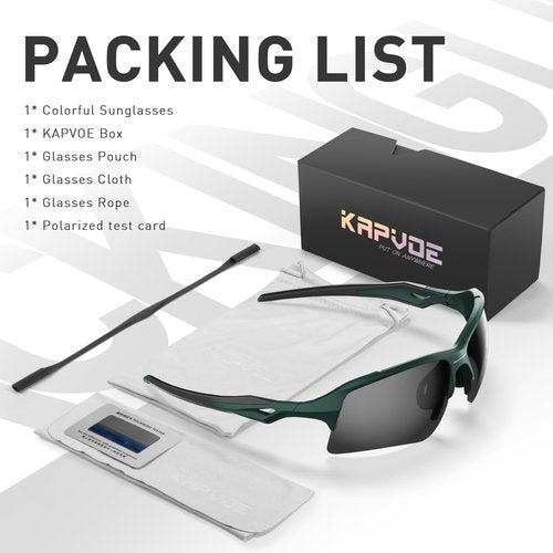 KAPVOE Cycling Glasses Sports Sunglasses Polarized Men Women Baseball Running Mountain Bike Golf MTB Driving