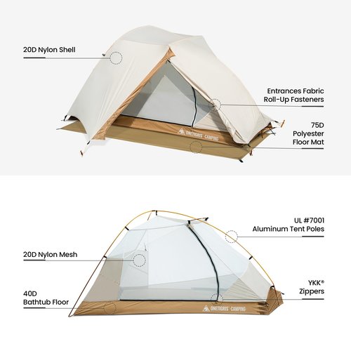OneTigris Mona Ultralight 1 Person Tent, 3 Season Tent Waterproof for Camping Hiking Backpacking Trekking 3000mm Waterproof