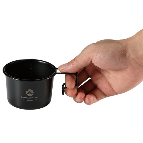 CAMPINGMOON 2pcs 160ml Little Camping Mug Cup 304 Stainless Steel Small Black BKS-180-2P