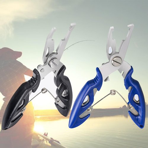 SIWRIOM Fishing Pliers, Stainless Steel Fish Hook Remover 2PCS, Multi-Function Fishing Line Cutter Split Ring Opener, Fishing Braid Scissors Gear Accessories Fish Gripper with Lanyard Fly Fishing Tool