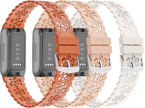 Nigaee 3 Pack Lace Silicone Bands Compatible with Fitbit Inspire 3/2/HR, Adjustable Breathable Replacement Straps Soft Slim Silicone Wristbands for Women Men