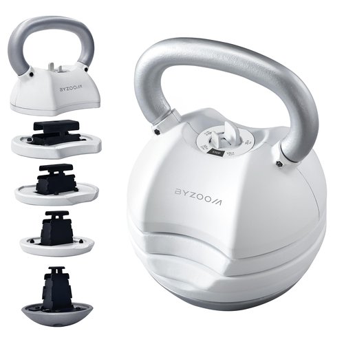 BYZOOM FITNESS Adjustable Kettlebell 30lb Weight Training Fitness Exercise Full Body Workout 5 in 1 for Home Gym Beginners Woman