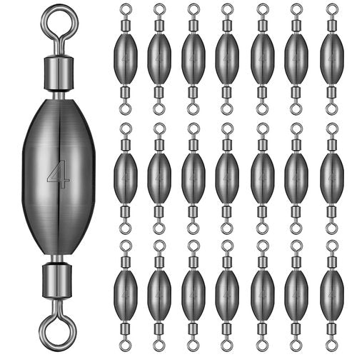 Seenelling 20 Pcs Brass Fishing Sinker Swivel Fishing Weights Saltwater Bullet Sinkers Drop Shot Weight Egg Sinkers with Swivel Rolling Removable Freshwater(1/2oz)
