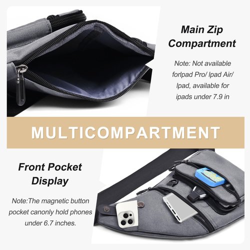 Qidelong Sling Bag Anti-Theft Crossbody Chest Shoulder Backpack Slim Personal Pocket Bags Travel Fanny Pack For Men Women (Grey)