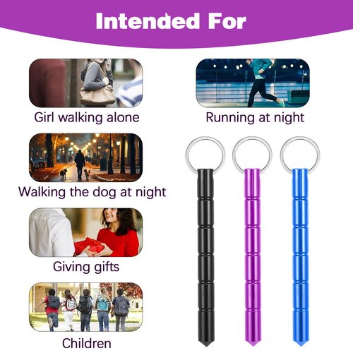 oruola 3 Pack Safety Keychain Set for Women, Portable Metal Keychain, Aluminum Keychains, Gift Keychains for Women Men(Purple, Blue, Black)