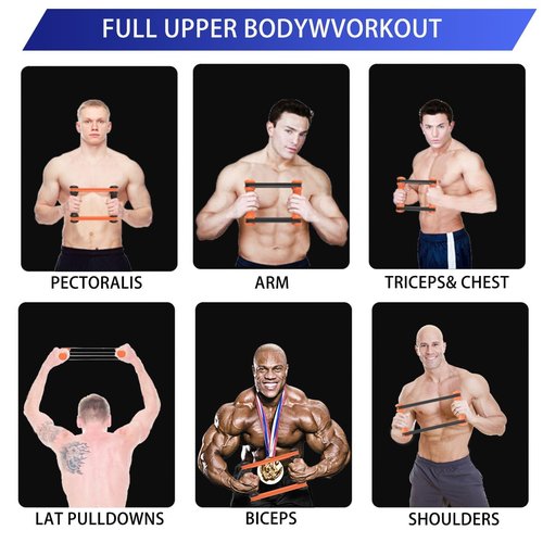 Rip Stick Efficient Upper Body Workout Equipment,Rip Muscle Workout Stick, Adjustable Resistance Bands with Wooden Handles, Portable Exercise Equipment, 8 Ripstick Bands (Orange)