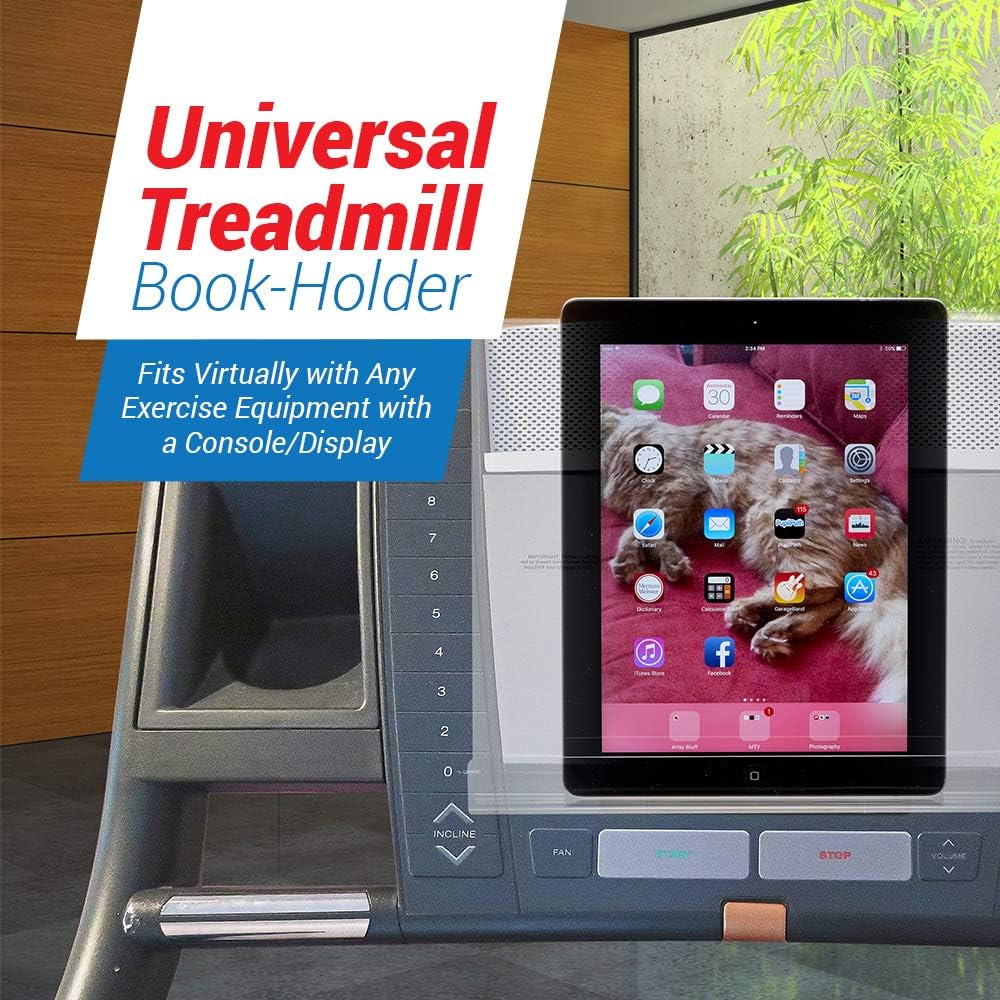 Treadmill Tablet Holder - Exercise Bike Reading Stand/Acrylic Book Holder for Ipad, Tablet, Magazines and Books (9 x 11 x 2.5)