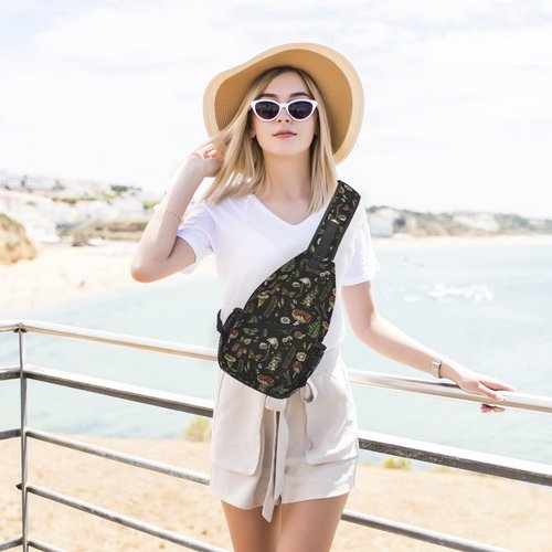 YOZIRIBO Crossbody Sling Bag for Women Men, Sling Backpack Chest Daypack Cross Body Bag Shoulder Bag for Hiking Running Sports Travel (Mushroom)