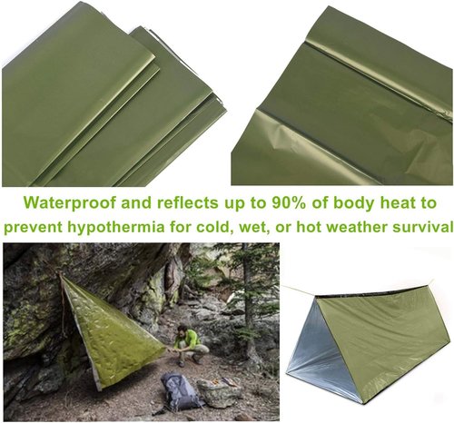 JUBSOSCAMP 1 PCS Emergency Tent, Polyester Film Storm Shelter Survival Shelter for 2 Person Car Camping, Hiking & Outdoor Survival Kits (59 X 98.4 in) (Orange)