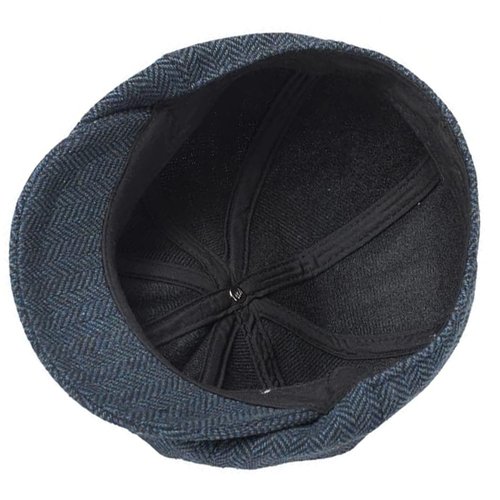 Boy-Newsboy-Cap-Kids-Cotton-Beret - Vintage Tweed Flat Cabbie Hat for Child 4-9Years Dark Blue