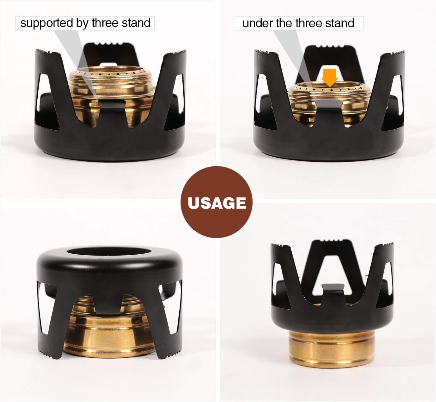 REDCAMP Mini Alcohol Stove for Backpacking, Lightweight Brass Spirit Burner with Aluminium Stand for Camping Hiking