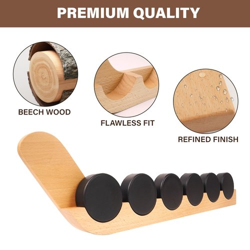 Westant Hockey Puck Display Case - 22.8" Wall Mount, Wooden Holder for 6 Pucks, Ideal Hockey Gift for Players and Fans, with Hockey Tape to Customize Your Name (6 Pucks)