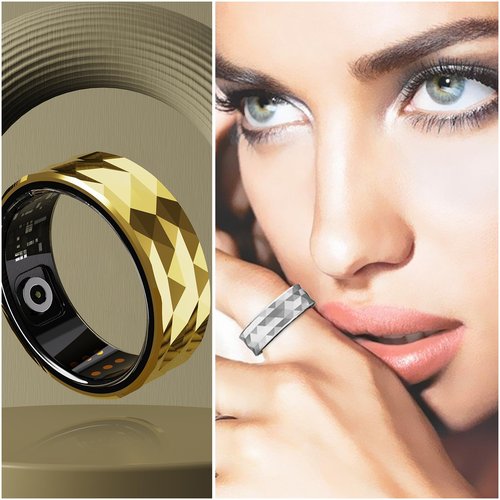 Smart Ring, Activity & Fitness Tracker Ring for Women/Men, No APP Subscription, Fitness Tracking Smart Ring with Calories/Heart Rate/Blood Oxygen/Sleep Monitoring, IP68 Waterproof (Gold, 10#)