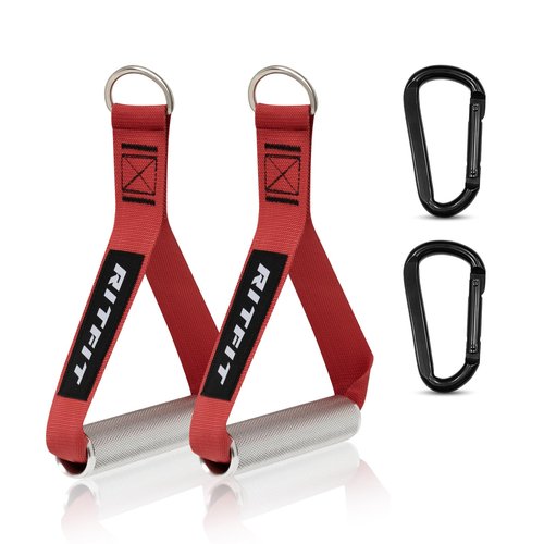 RitFit Exercise Handles for Cable Machine, Aluminum Alloy Gym Handles for Power Rack Attachments, Resistance Band Handles with Cable Crossover System & Triceps Pushdown