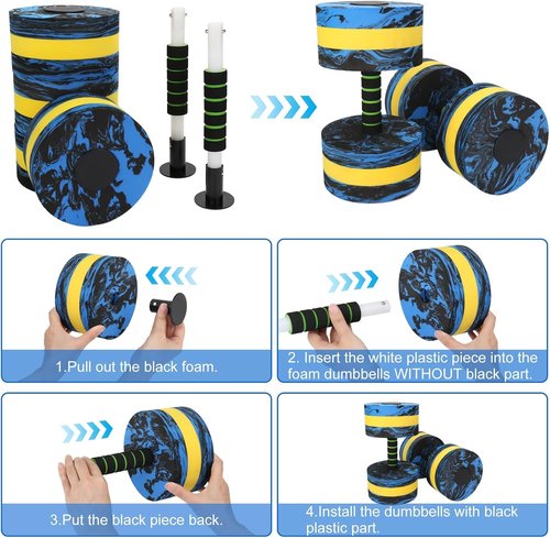 Yummy Sam 2Pcs Water Dumbells Pool Water Aerobics Resistance Water Weight Water Aerobics High-Density EVA-Foam Pool Fitness Water Weights for Pool Exercise (Camouflage)